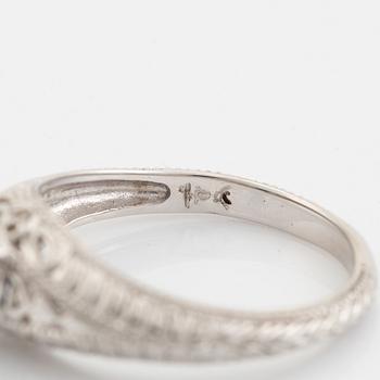 White gold and sapphire ring.