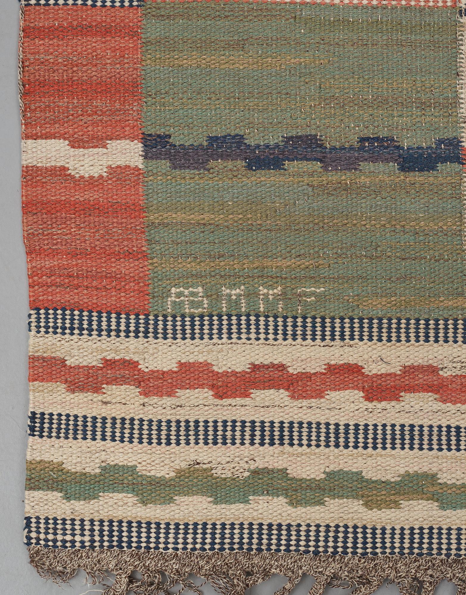 Märta Måås-Fjetterström, Matta, "Vita Rutmattan", rölakan, ca 328 x 189,5-193,5 cm, signerad AB MMF.