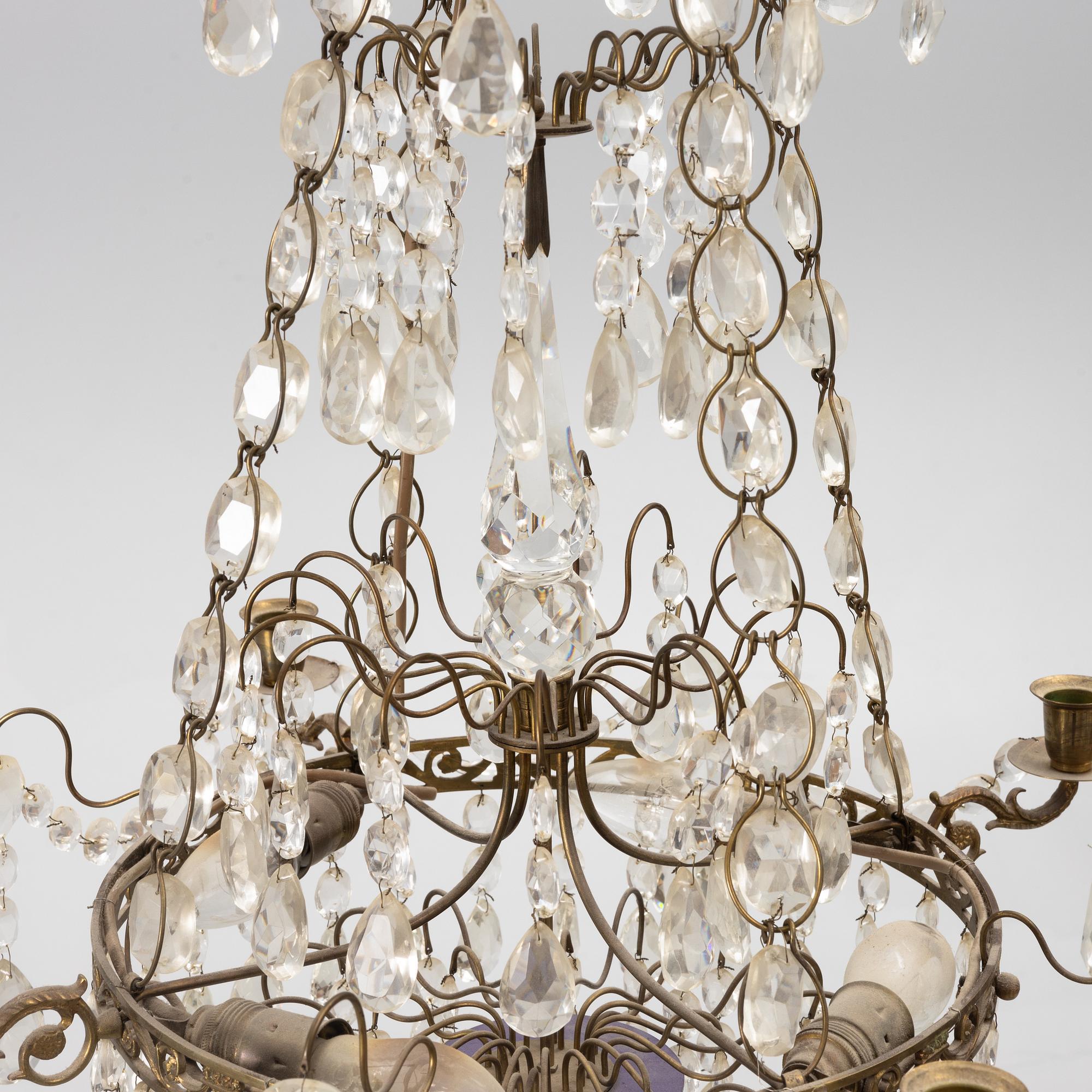 A Gustavian style chandelier, first half of the 20th century.
