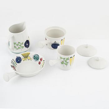 Marianne Westman, servisdelar, 10 delar, flintgods, "Picknick", Rörstrand, 1900-talets andra hälft.