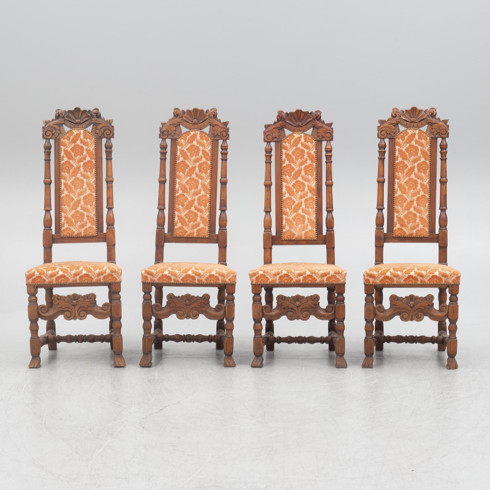 Four Baroque chairs, early 18th century.