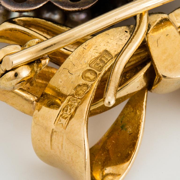 BROSCH, med rosett i 18K guld, Strömdahl,