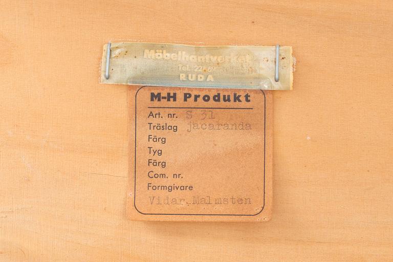 BORD, "Cortina", Svante Skogh samt STOLAR, 6 st, "VIDAR" Carl Malmsten, jakaranda, 1960-tal. CITES-intyg.