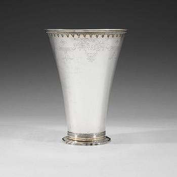 442. A Swedish 18th century parcel-gilt beaker, Mattias Uthfall, Eskilstuna 1759.