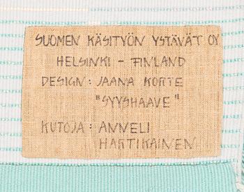 Jaana Korte, a Finnish long pile rug for The Friends of Finnish Handicraft. Circa 96x90 cm.