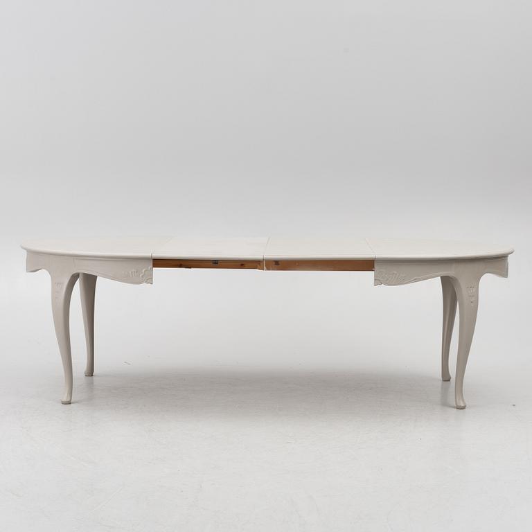 Dining table, 2 armchairs, 6 chairs, Rococo style, 20th century.