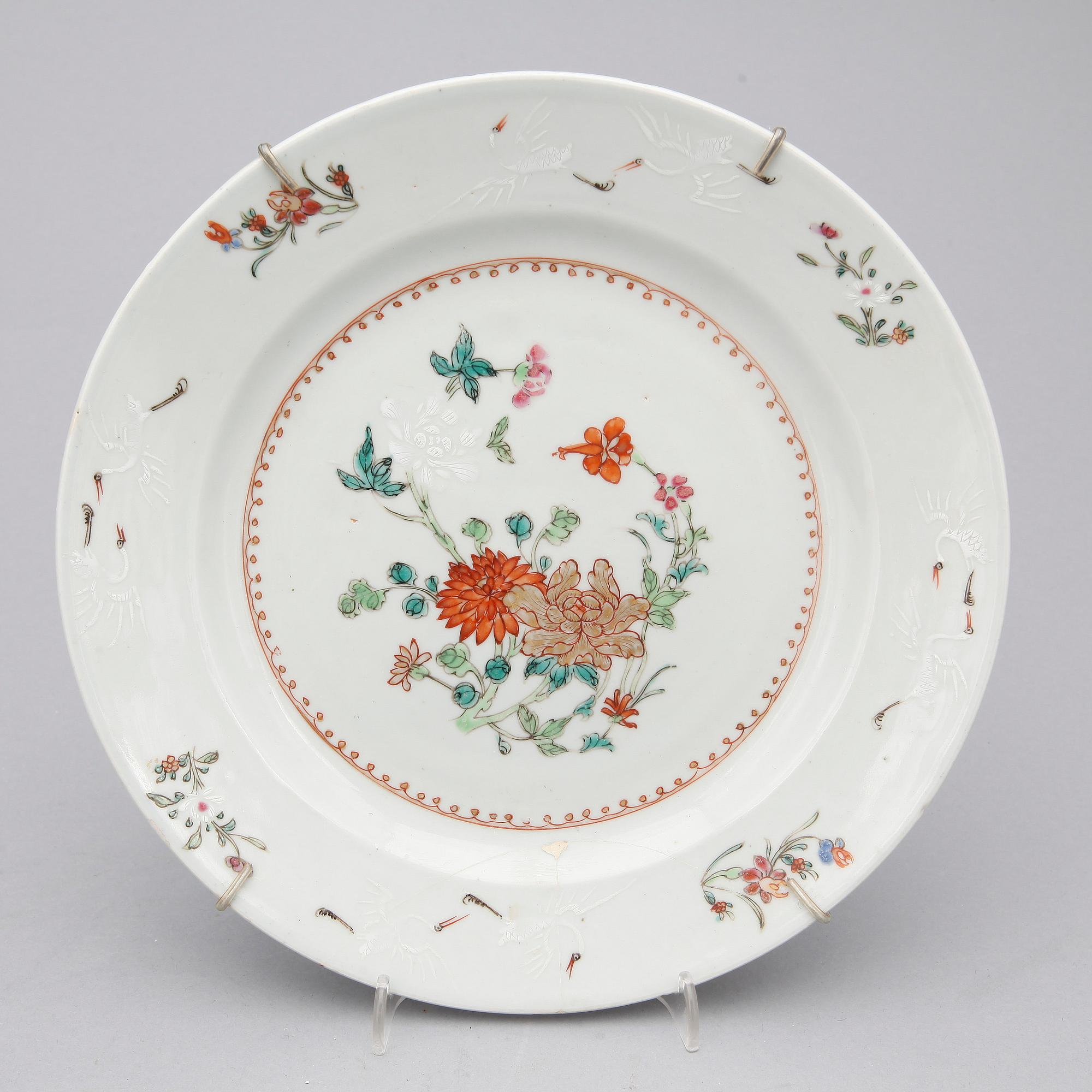 TALLRIKAR, 3 st, 1700-tal, Kina.