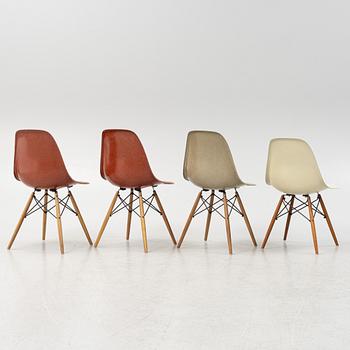 Charles & Ray Eames, stolar, 4 st, "Plastic Chair DSW", Herman Miller, 1900-talets andra hälft.
