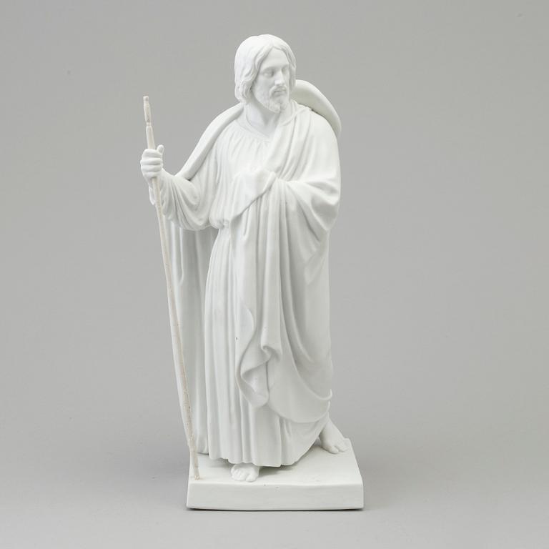 A bisquite sculpture of 'the apostle Jacob the elder' after Bertel Thorvaldsen, Bing & Gröndahl, Denmark, 20th Century.