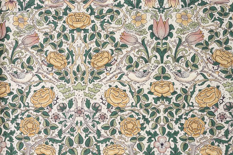 William Morris, four lengths of fabric, "Roses".