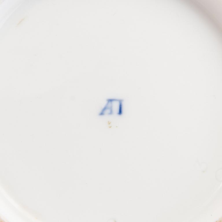 A Popov porcelain cup with saucer, Russia mid-19th Century.