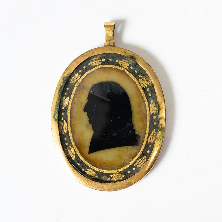 Siluettporträtt, två stycken, omkring år 1800, Sengustavianska.