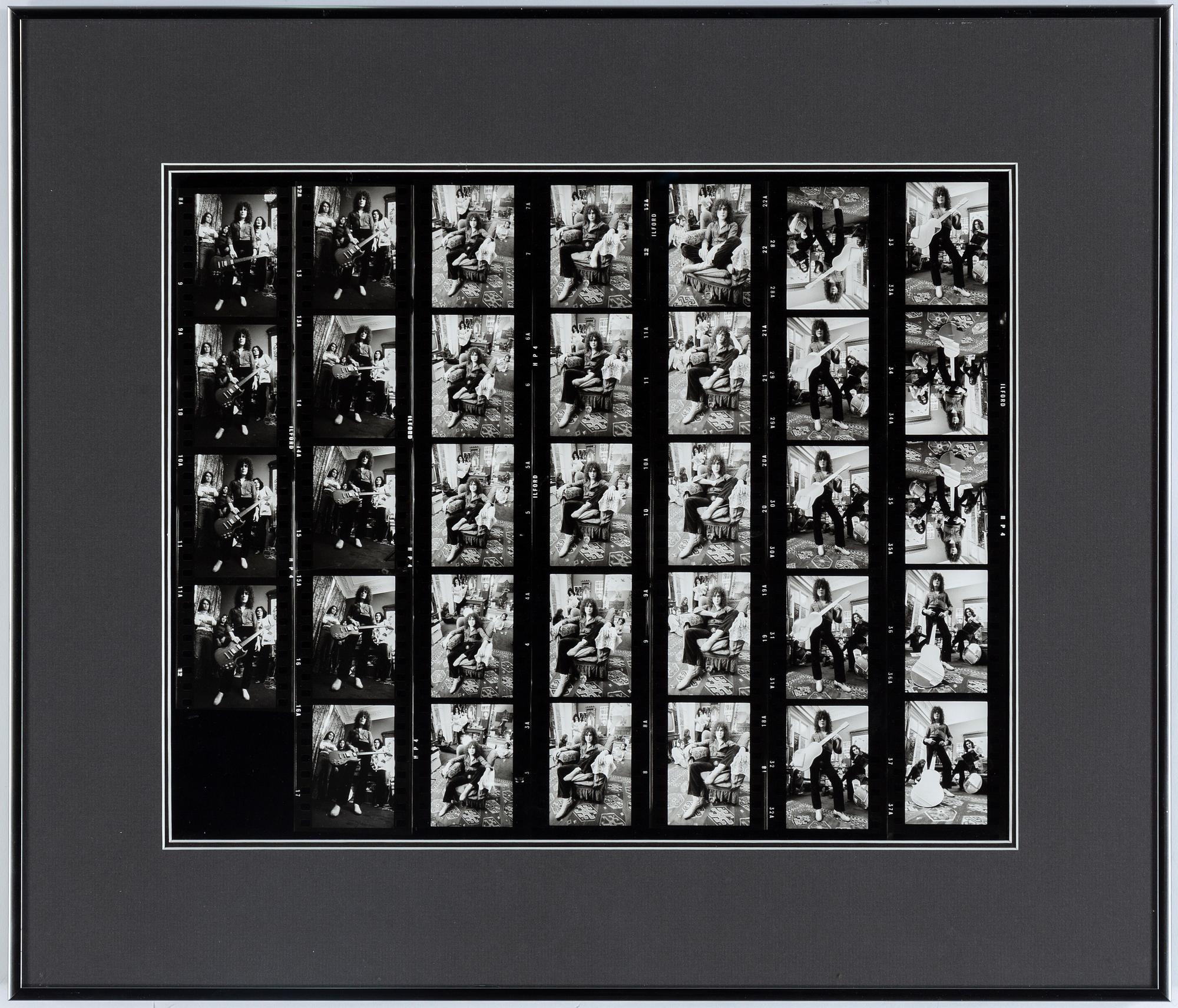 Kieron Murphy, photograph contact sheet photo session with Marc Bolan.
