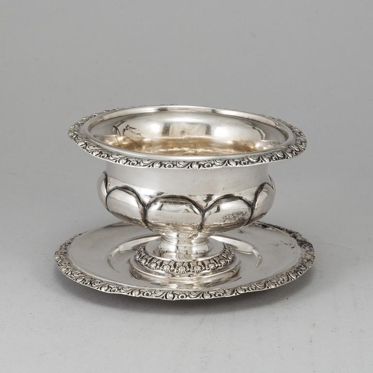 A silver sauce bowl by Carl Nyström Stockholm 1844.