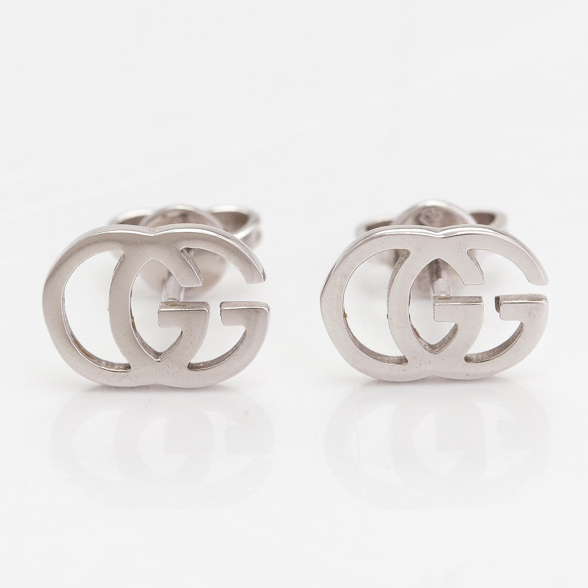 Gucci, A pair of 18K white gold earrings. Marked Gucci, Made in Italy.