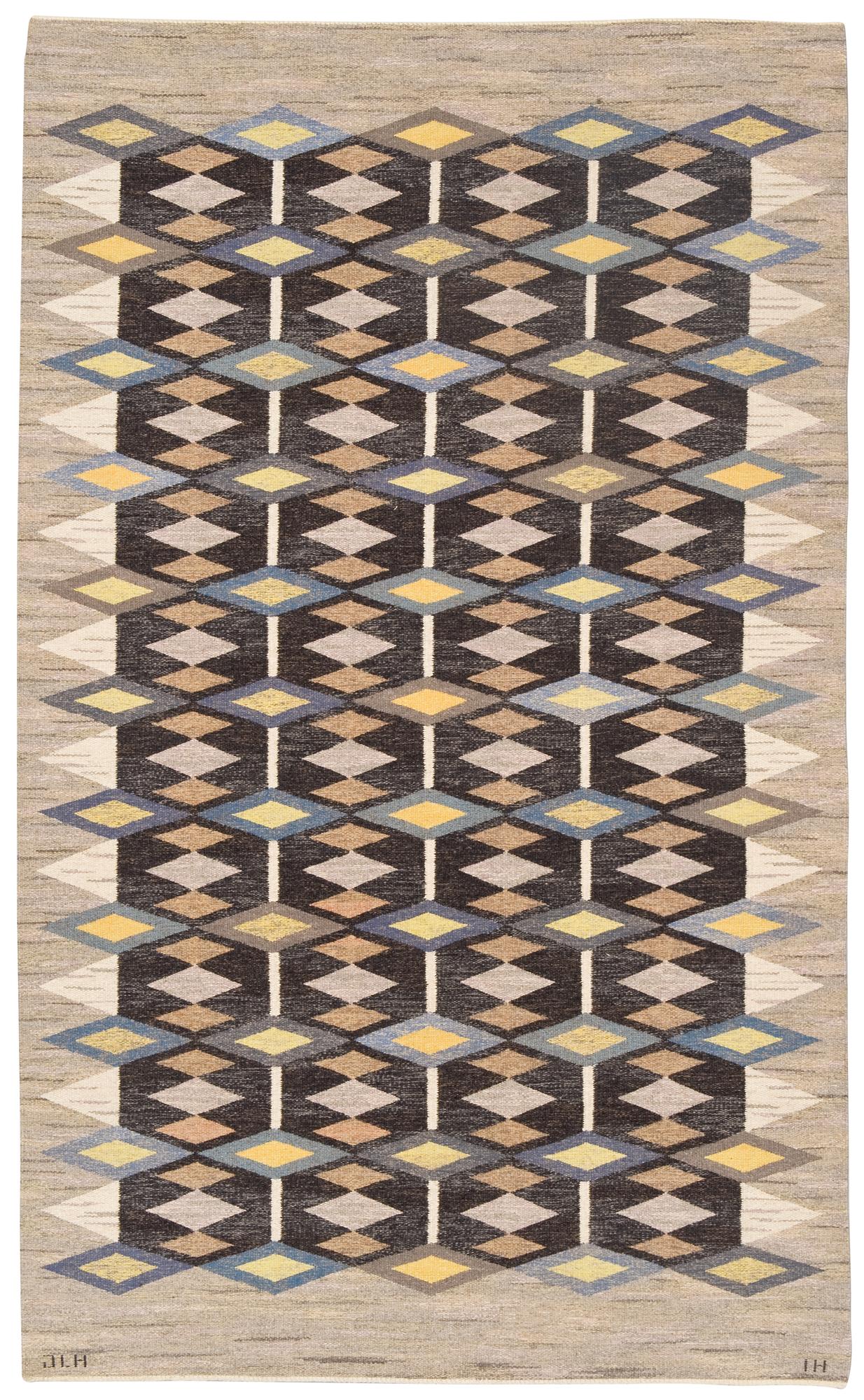 MATTA. Rölakan. 284,5 x 172 cm. Signerad JLH IH (Jönköpings Läns Hemslöjd, Ingrid Hjelmvik).