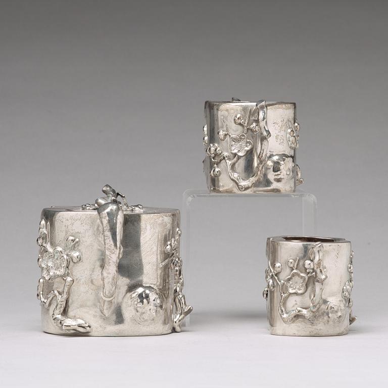 TESERVIS, tre delar, silver. Wang Hing & Co, tidigt 1900-tal.