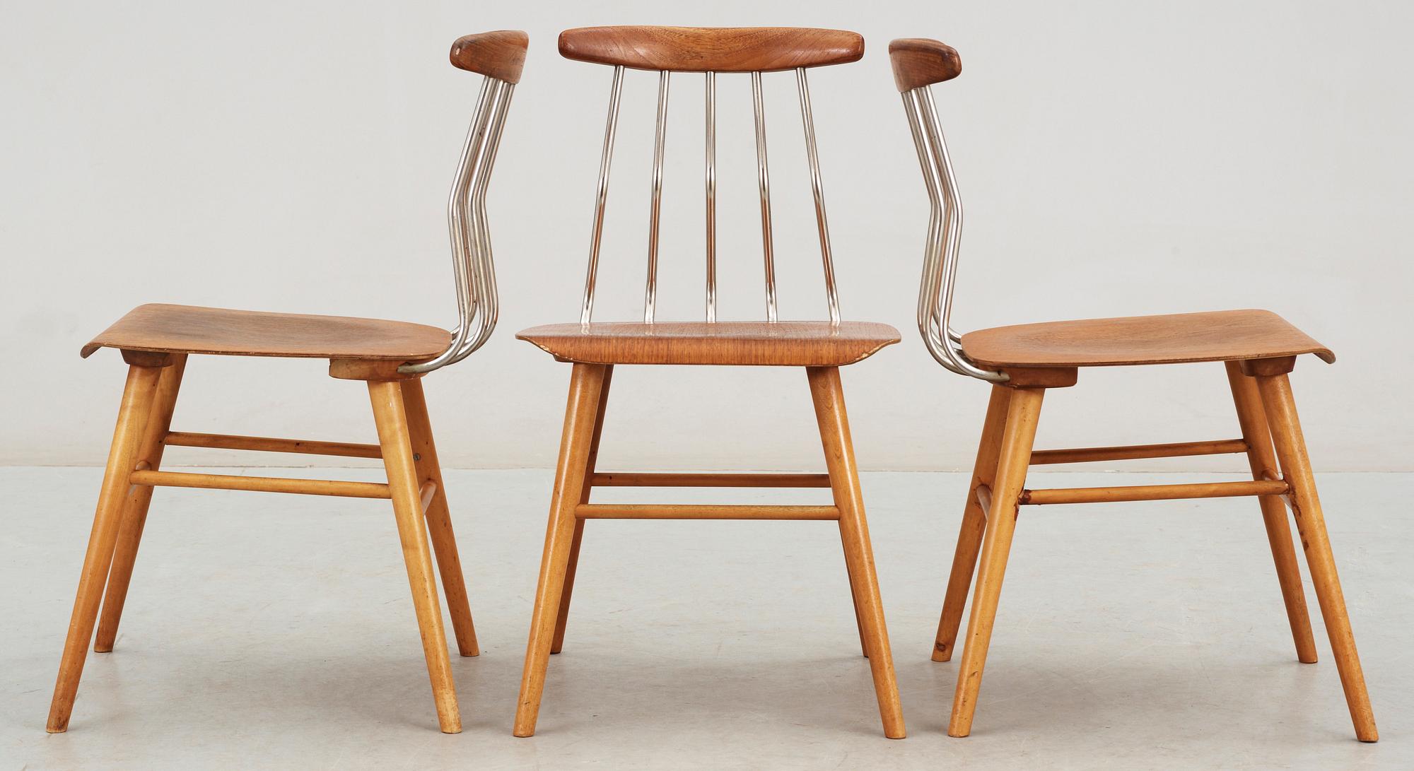 PINNSTOLAR, 3 st, Albin Johansson & Söner, Hyssna, 1950/1960-tal.