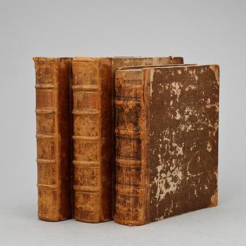 BOK, 3 st, "Swea Rikes Ecclesiastique Werk", Sven Wilkman, Skara, upplagor 1760, 81 samt 82.