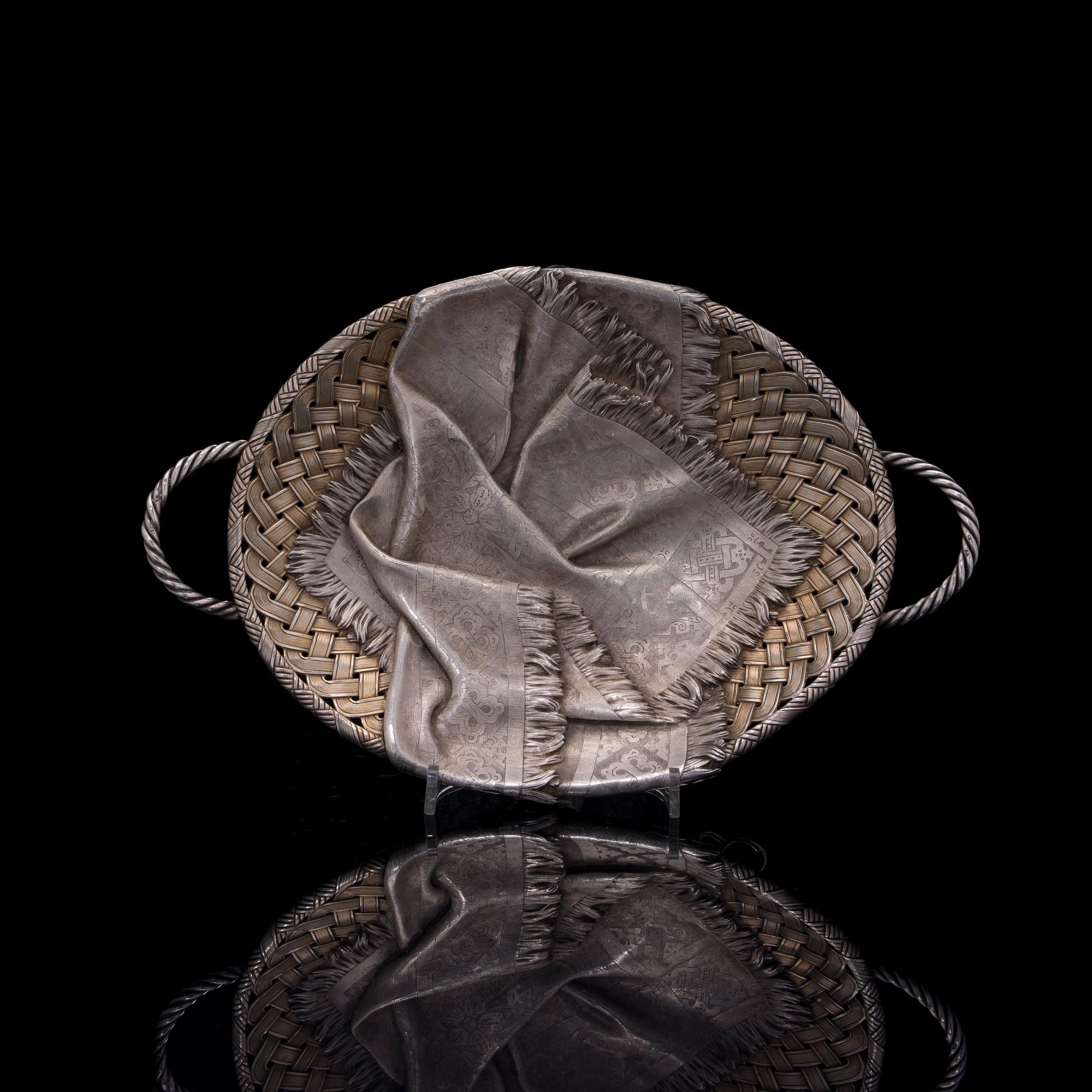 BRÖDKORG, silver. Moskva, Petr Loskutov 1883. Vikt 545 g.