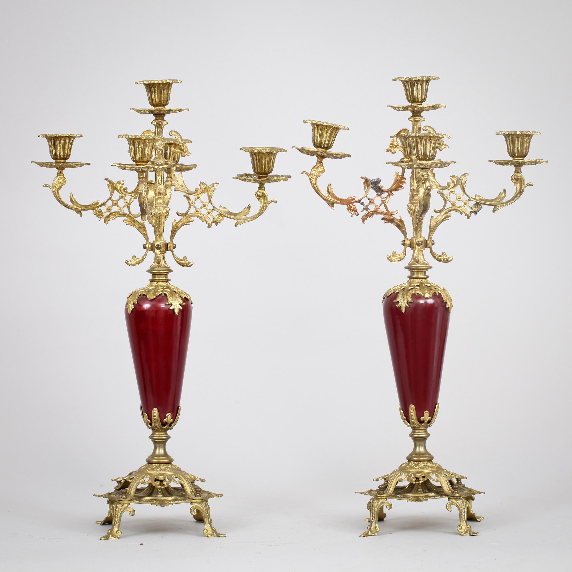 KANDELABRAR, ett par, oskarianska, 1800/1900-tal.