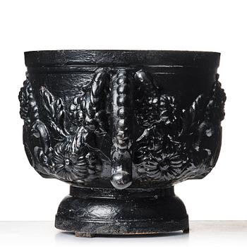 A Swedish cast iron garden urn, 19th century.