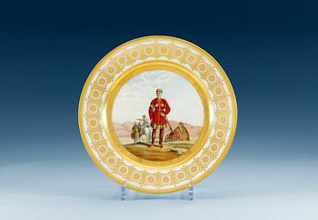 1242. A Russian dessert plate, Imperial porcelain manufactory, period of Emperor Nicholas II, dated 1911.