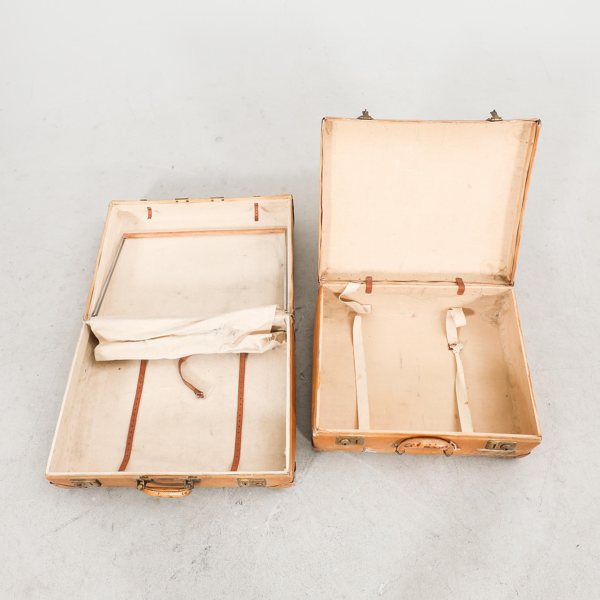 Resväskor 2 st "Unica" AB Tidan Mariestad 1900-talets första hälft.