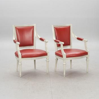 KARMSTOLAR, ett par, gustaviansk stil, 1900-tal.