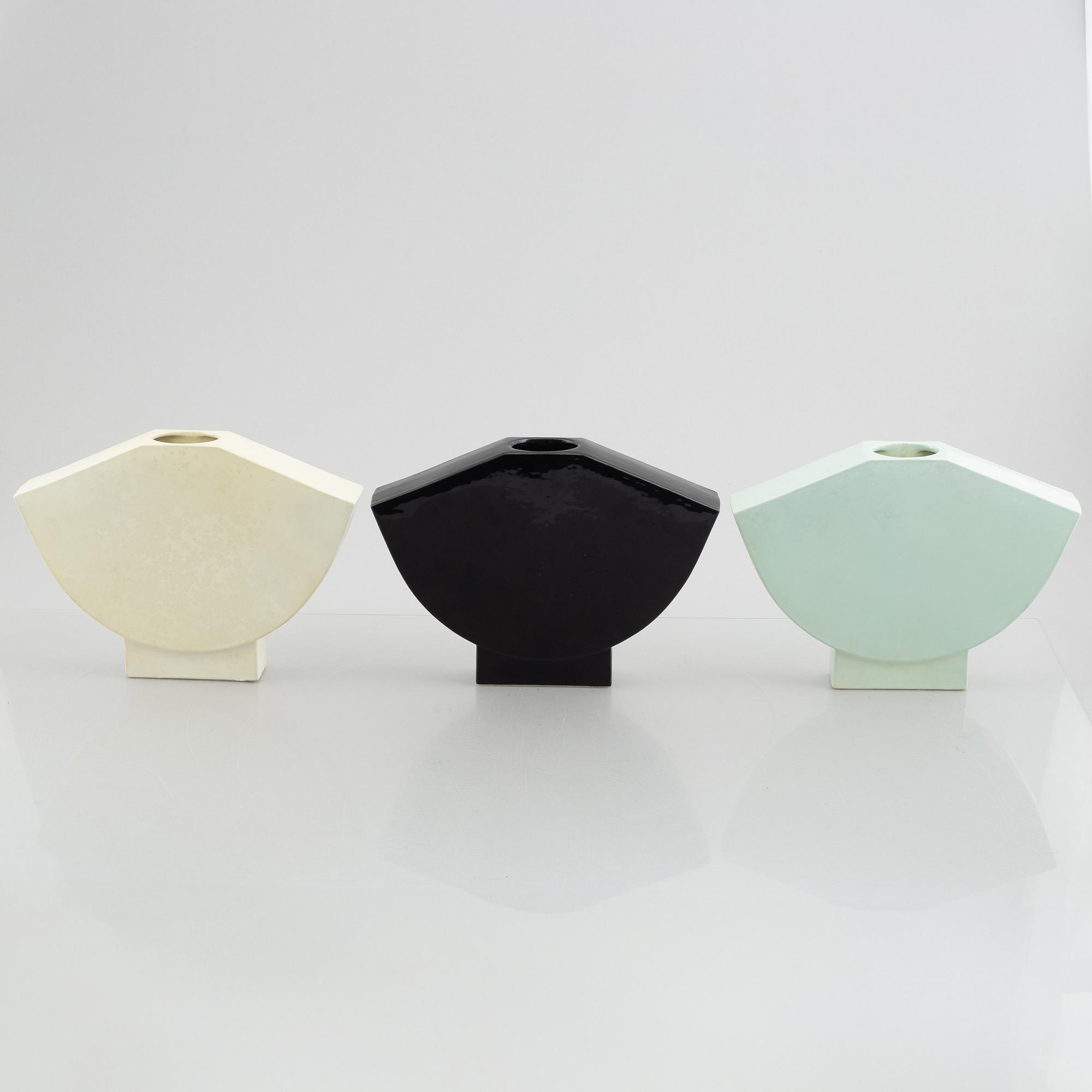 Margareta Hennix, a set of three, "Moonlander", stoneware vases, Gustavsberg Studio 1988.