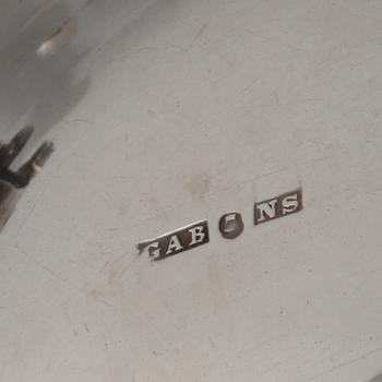 KAFFESERVIS, 3 delar, nysilver, GAB, omkring 1900-talets mitt.