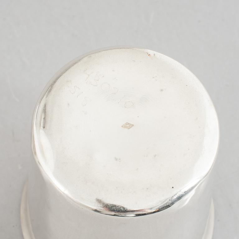 Four French silver beakers, Paris, 19th Century.