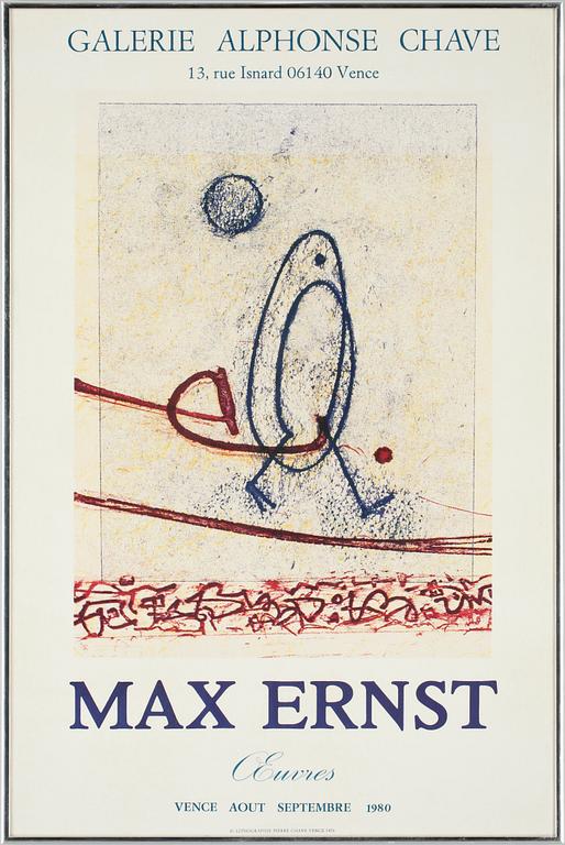 MAX ERNST, färglitografisk affisch, 1980.