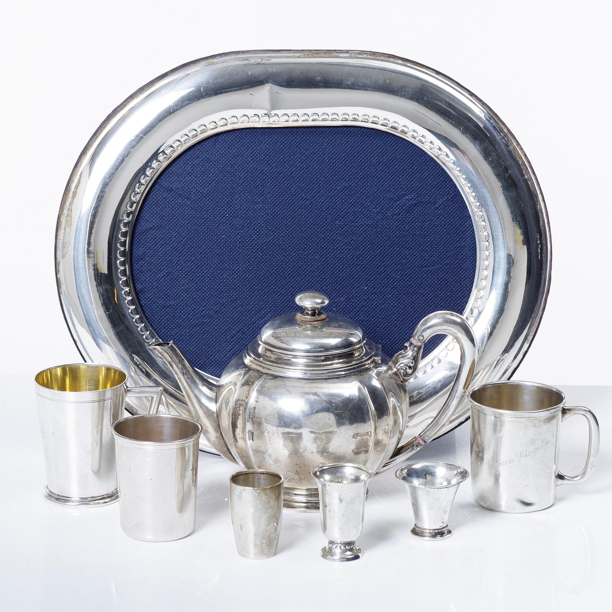 A lot of silver, 8 pieces, including with mark of KG Markströms, Uppsala 1897.