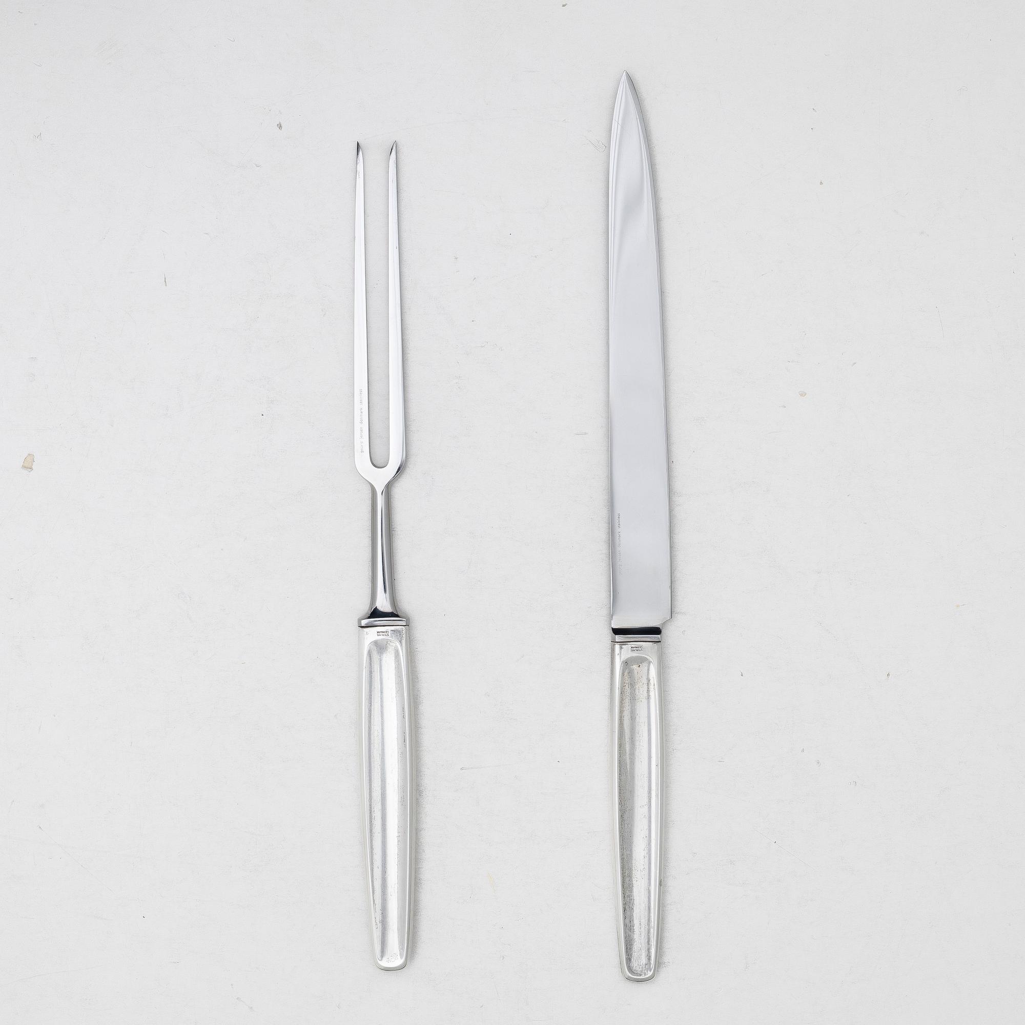 Tias Eckhoff, a pair of sterling silver carving utensils, 'Cypress', Georg Jensen, Denmark.