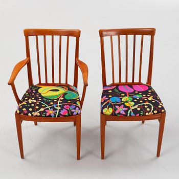 Carl Malmsten, a 'Herrgården' dining table and six chairs, Bodafors, second half of the 20th Century.