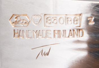 TAPIO WIRKKALA, KANNA OCH SEX BÄGARE. Sign. TW. Silver 925/830. Kultakeskus, Tavastehus 1972/79.