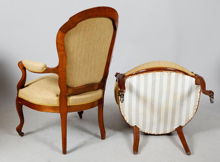 KARMSTOLAR, 1 par, nyrokoko, 1800-talets andra hälft.