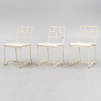 Carl Hörvik, three iron garden chairs, for Stadshotellet Båstad (Hotell Skansen) or Lindgården, Stockholm, ca 1927-29.