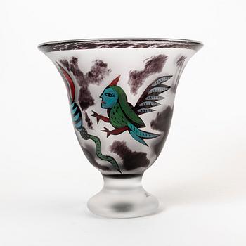 An Ulrica Hydman-Vallien signed glass bowl from Kosta Boda.