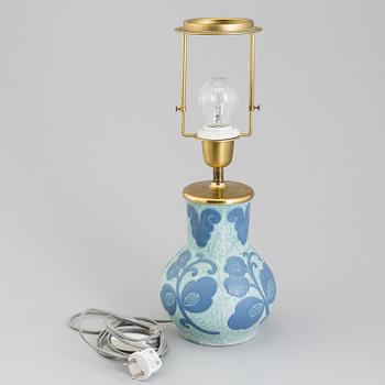 A 'Sgraffito' table light by Josef Ekberg for Gustavsberg, signed and dated 1921.