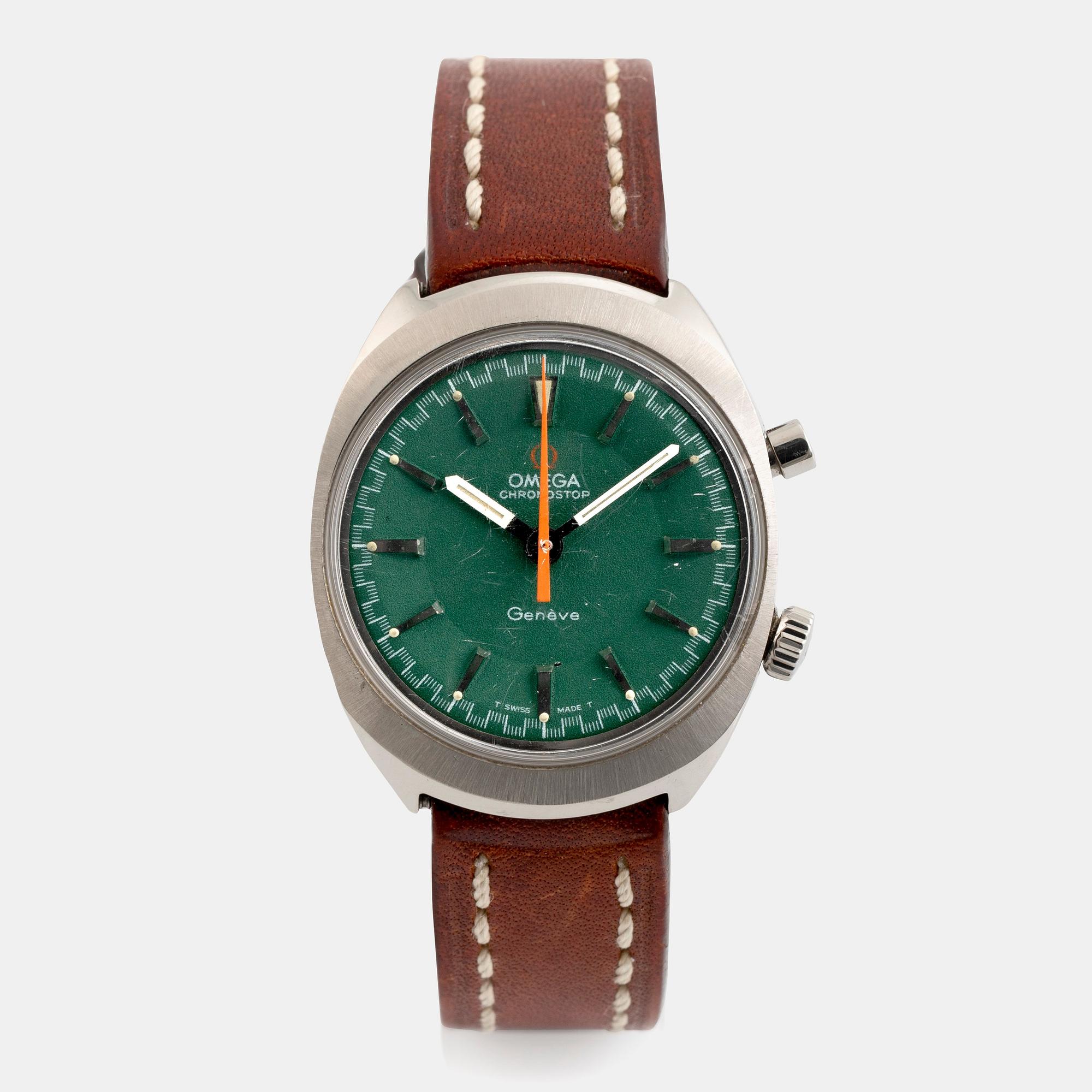 Omega, Genève, Chronostop, "Green Dial", kronograf, ca 1968.