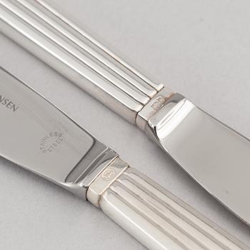 Sigvard Bernadotte, a sterling silver cutlery, 'Bernadotte', Georg Jensen, Denmark 1945-1977 (82 pieces).