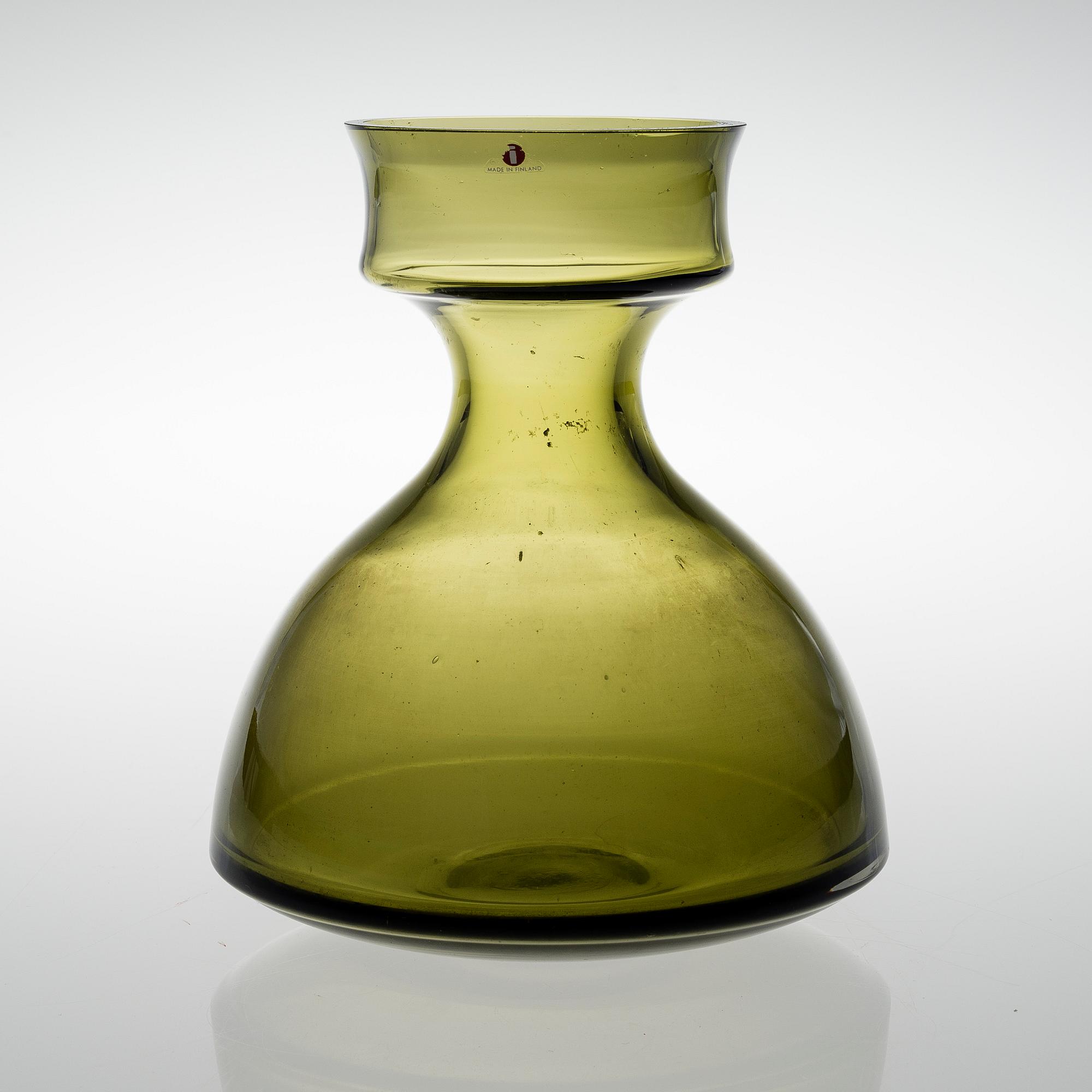 An Iittala glass vase, model 3537, signed.