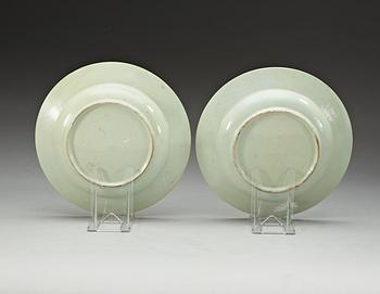 A pair of famille rose 'European Subject' dinner plates, depicting Pomona, Qing dynasty, Qianlong (1736-95).
).