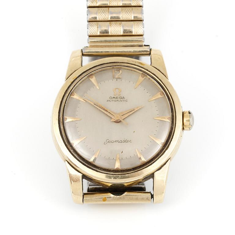 ARMBANDSUR, herr, Omega, Seamaster, Automatic, guld på stål/stål, 1950/60-tal.