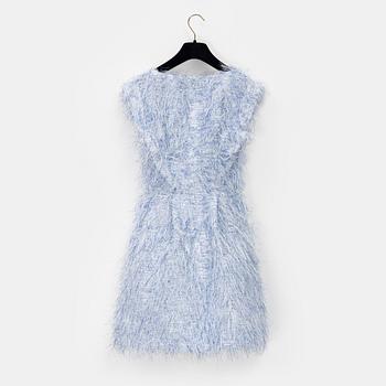 Chanel, dress, a white and blue metallic dress, size 34.