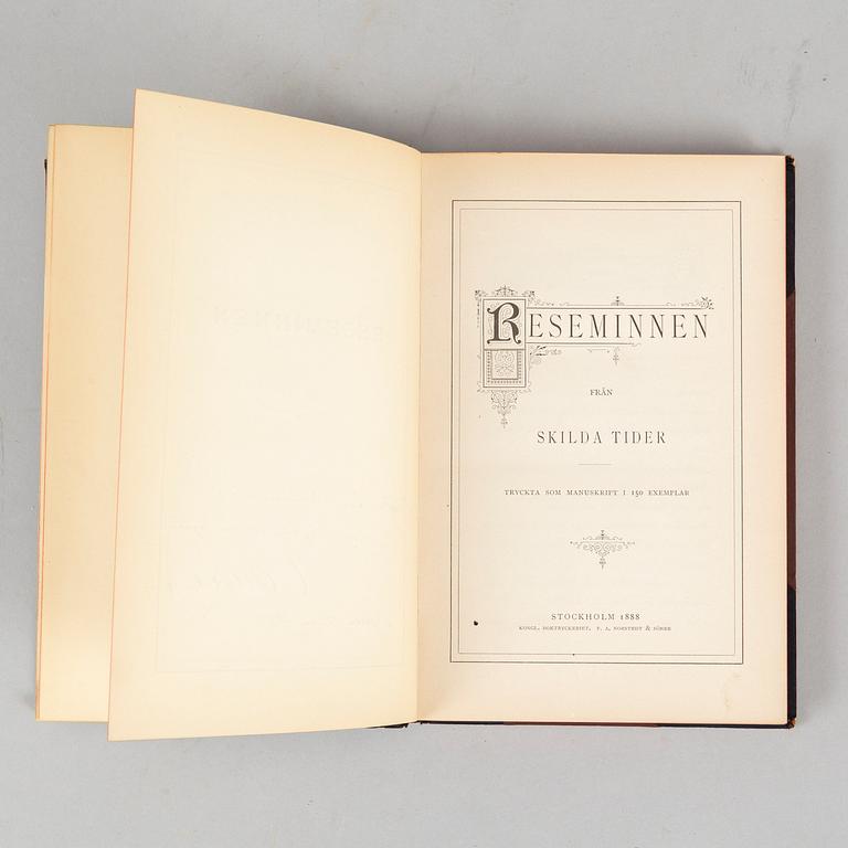 Två böcker med dedikation av Oskar II, om bl. a. Karl XII (2 vol).