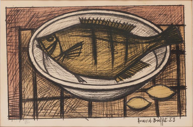 Bernard Buffet, stilleben med fisk.