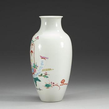 A Chinese famille rose vase, presumably Republic.